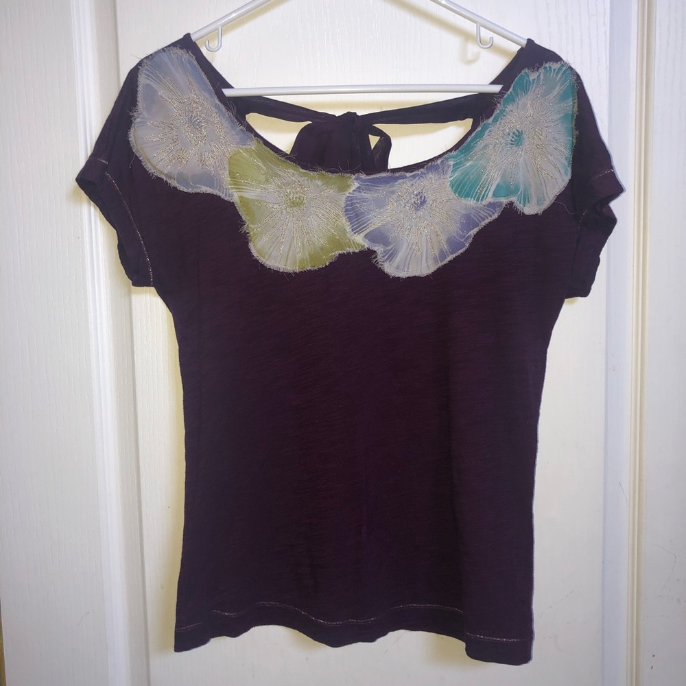 Anthropologie Maeve Purple Flower Blouse
